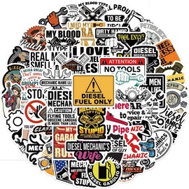 50 PCS Mechanic Stickers,Cool Hard Hat Stickers,Teens Boys and Girls Sticker Pack Vinyl Skateboard Guitar Door Laptop Luggage Car Bike Water Bottle Birthday Party Supplies Stickers
