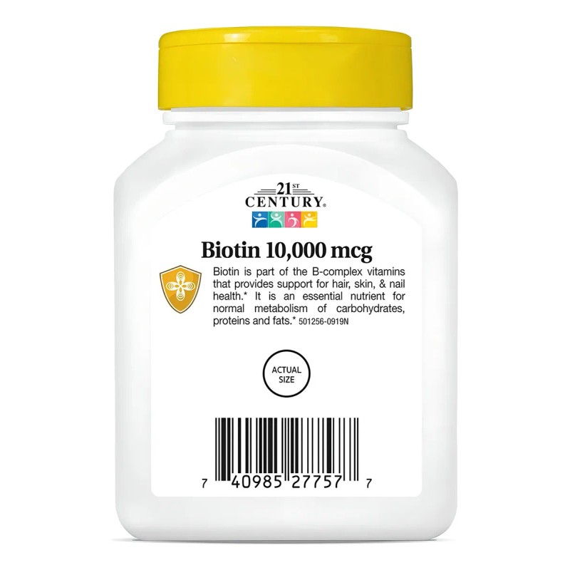 Biotina 21st Century 10,000 Mcg Para Cabello Piel Y Uñas