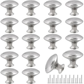 18 Pieces Drawer Knobs, 30 Pcs 1-1/5 inch Kitchen Cabinet Knobs, Kitchen Cabinet Hardware, Black Drawer Knobs, Matte Black Knobs for Cabinets, Cabinet Door Knobs, Drawer Handles with Screws (Silver)