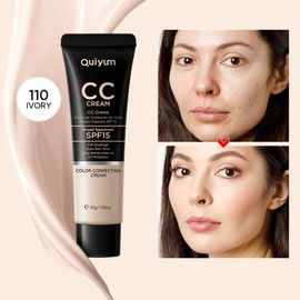 CC Cream with SPF 15 - CC Cream Foundation Colour Correcting Cream, Anti-Redness and Colour Correcting - Lightweight Hydrating Formula - Full Coverage Face Concealer Makeup CC Cream