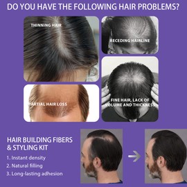 Hair Fibres for Thinning Hair, Nature Keratin Hair Fibers Instantly Full Hair,3-in-1 Hair & Beard Styling Set,Black Hair Loss Concealer for Men and Women