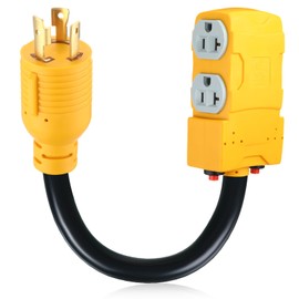 Kanayu 1.8 FT 30 to 20 Amp 110V Generator Distribution Adapter Compatible with NEMA L5-30P to NEMA 4X 5-20R/ 5-15R, 3 Prong Generator to Four Household Outlet with 20 Amp Circuit Breaker