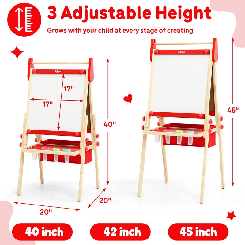 Belleur All-in-One Art Easel for Kids, Adjustable Double Sided Easel