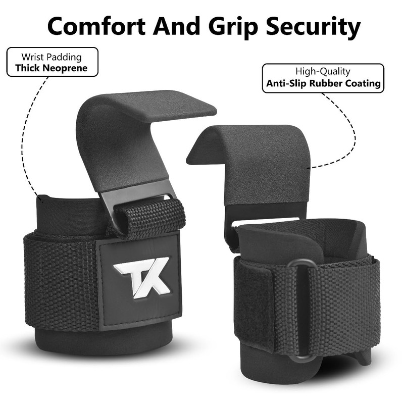 Heavy Duty Deadlifting Straps – Black – Steel Hooks with