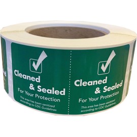 Cleaned and Sealed Tamper Seal Labels Green 2 x 4 Inch 500 Total Stickers