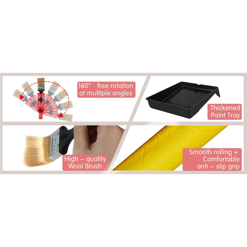 Paint Roller Set 11Pack, 1.9m Paint Roller Extension Pole 6