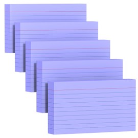 250 Count Index Cards 3x5 Inch 180gsm, Purple Color Flash Card (50 Sheets Each), Heavy Weight Note Taking for Students, Teachers, Professionals, Study Note Cards for Office, Home School