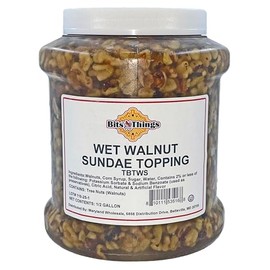 Bits N Things Wet Walnut Dessert Topping | Ice Cream, Sundaes, Pie | Kosher & Made in America | 64 oz.