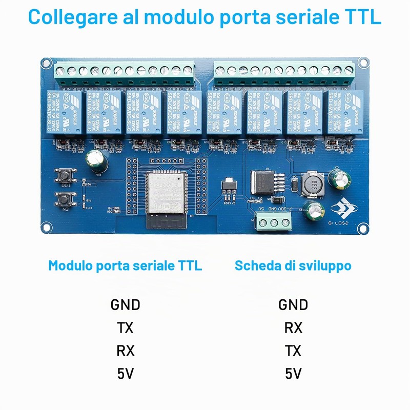 ESP modulo relè a 8 canali con ESP-32 WiFi Bluetooth,