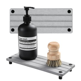 Razborci 2 Pack Fast Drying Water Absorbing Diatomite Stone Mat Tray for Kitchen & Bathroom Counter - Instant Dry Sink Caddy Organizer - Vanity Holder for Soap, Sponge – Light Gray 10" x 4"