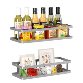 PUSDON Metal Wall Hanging Basket 2 Packs DIY Suitable for Multiple Scenes - Middle Silver Grey Guardrail