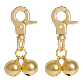 Dogs Training Bell Mini Dog Collar Bells 2 Pack Bells for Dog Collars Gold Pet Pendant Accessories with Snap Clips for Dogs and Cats