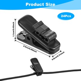 LXUEJIE 24 Pack 1 Inch Length Small Earphone Wire Clip, Headset Cable Clips Headphone Mount Cable Black Lapel Mic Clip Small Clothing Clips for Most Headset Wire Earphone