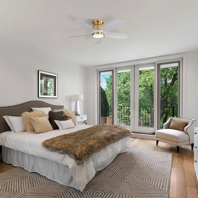 42-Inch Flush Mount Indoor Ceiling Fans with LED Light &
