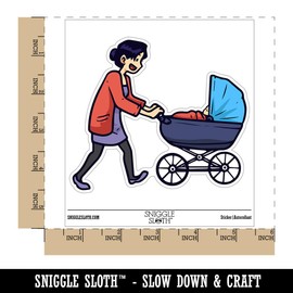 Mother with Child in Stroller Baby Waterproof Vinyl Phone Tablet Laptop Water Bottle Car Window Bumper Decal Sticker Set - 5 Pack - Gloss Finish - 5.0"