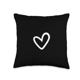 white small heart cute outline minimalist cute simple shaped Throw Pillow