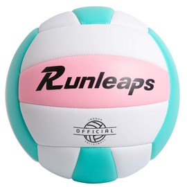 Runleaps Volleyball, Waterproof Indoor Outdoor Volleyball for Beach Game Gym Training, Official Size 5 (Pink，Blue)