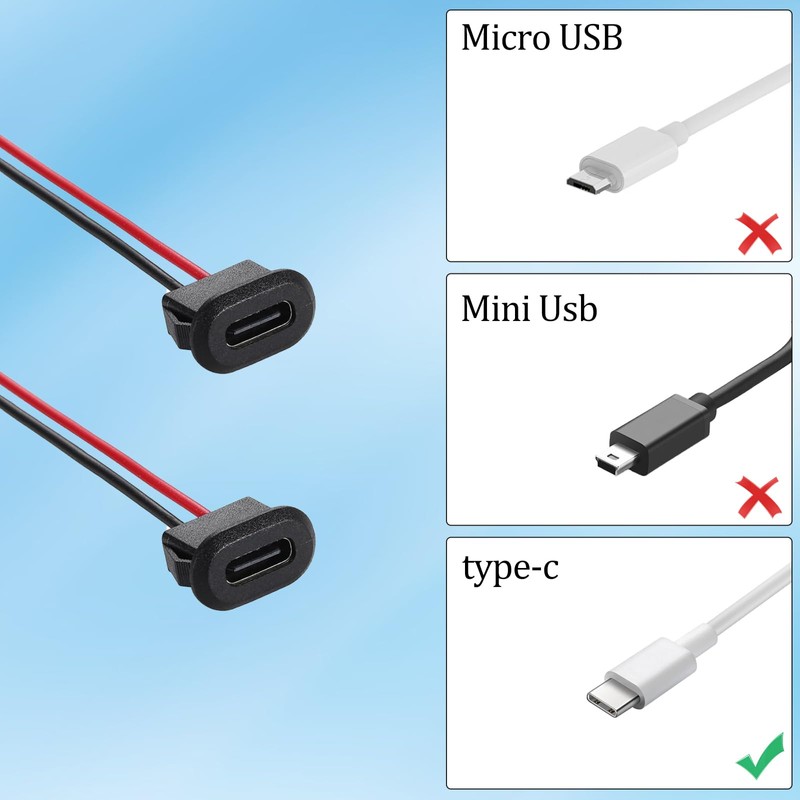OMIGA USB Socket Installation Pack of 12 USB C Female