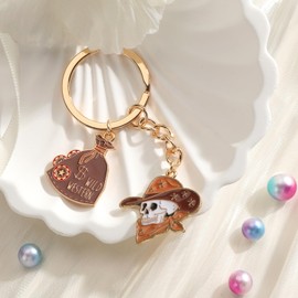 SHTALHST Skull Keychain,Western Cowboy Keychain with Money Bag Charm for Women Men,Christmas Birthday Gift for Cowboy Lovers