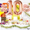 Rose Gold 10 Number Balloons Decorations - Extra Latex Balloons