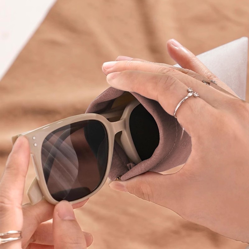 Pebipoo Glasses Cases Soft, Leather Eyeglasses Cases, Squeeze Top Portable