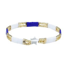 KELITCH Star Charm Bracelets Tila Stretch Bracelets Women Friendship Bracelets Bangles Jewelry (Dark Blue 01A)