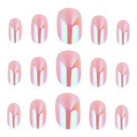 WOONEKY 24pcs Shiny Full Cover Nail Sticker Vibrant Glitter Fake Nails for Parties and Daily Wear Easy to Apply Art Decor