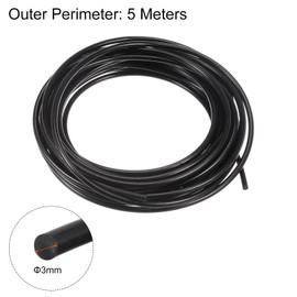 sourcing map Polyurethane Round Belt, 3 mm Diameter, 5 m Length, Smooth Surface, PU Urethane Belt for Drive Transmission, Black