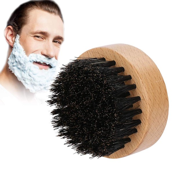 Beard brush for men, circle wood colour beech hair removal, moustache shaving brush sweep hair brush face care shaving cleaning grooming tool