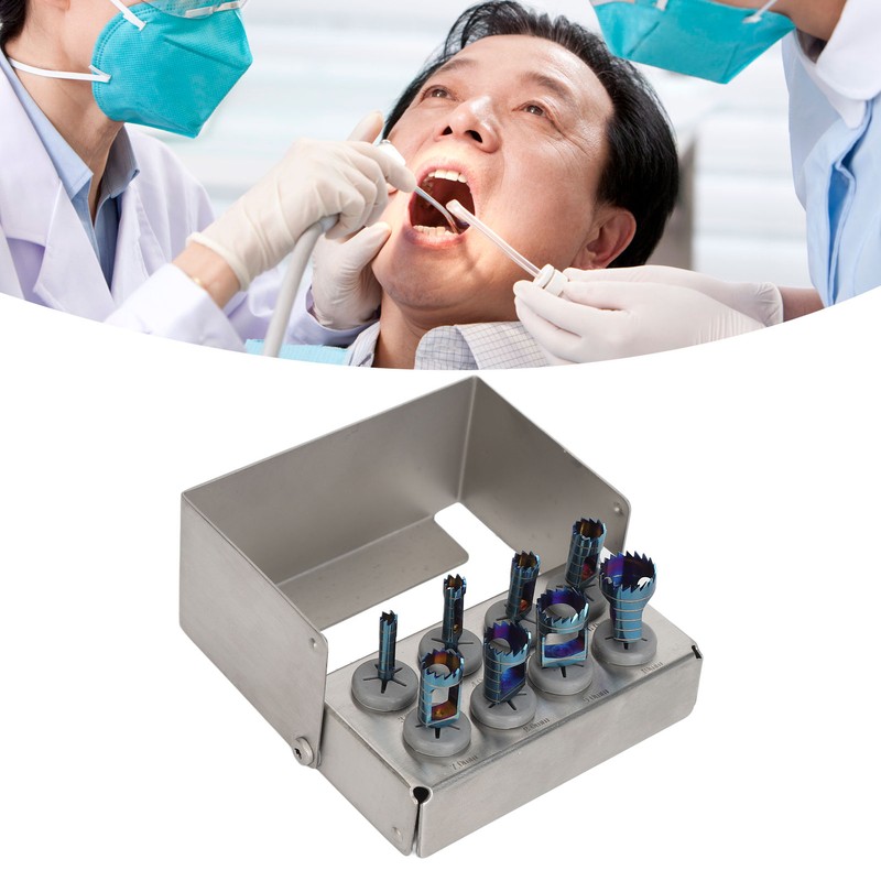 8pcs Dental Trephine Drills Kit Dentist Implant Instruments Tools Trephine