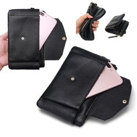 YALUXE Women's Genuine Leather Wristlet Clutch Ladies Handbag Purse Card Coin Cell Phone Passport Holder