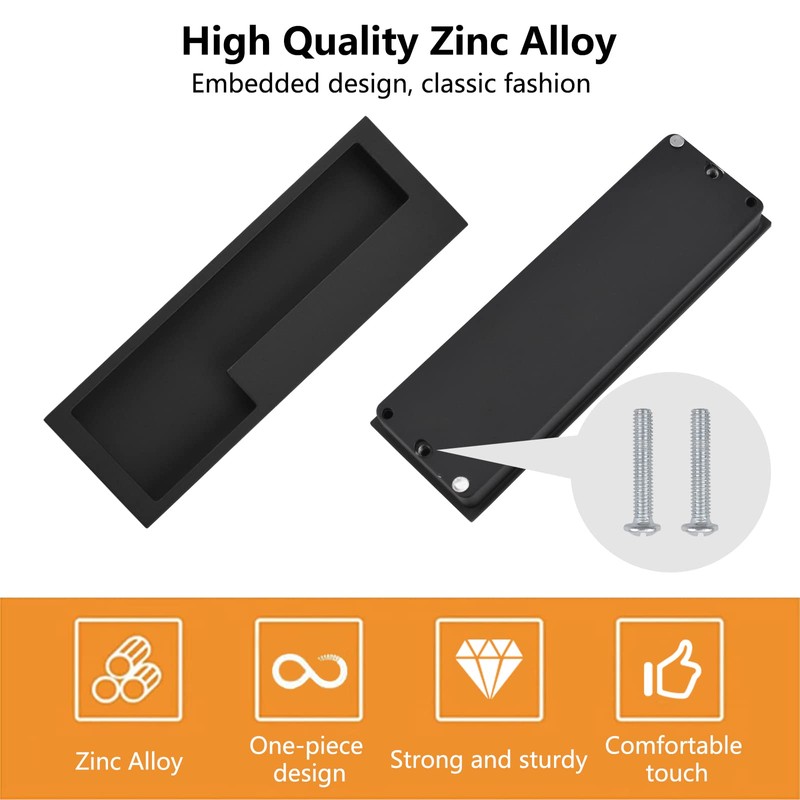 MOROBOR Zinc Alloy Flush Pull Handles, 2pcs Embedded Sliding Door