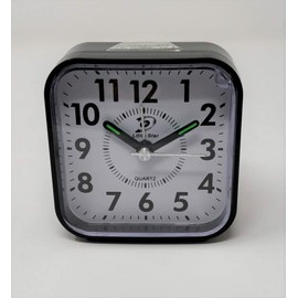 Little Star Square Shaped Alarm Travel Clock with Light, Quiet Non Ticking with Snooze and Light, Big Numbers for Easy Reading (JR-1154) (Black)