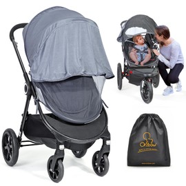 Orzbow Universal Baby Mosquito Net & Buggy Sun Shade with UPF50+,Breathable Pram Net Cover with Two-way Zippers & Adjustable Stroller Sun Cover with Bag for Pushchair,Car Seat & Carrycot (Grey)