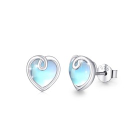 Moonstone Earrings for Women 925 Sterling Silver Heart Moonstone Stud Earrings Hypoallergenic Exquisite Jewelry Gifts for Women
