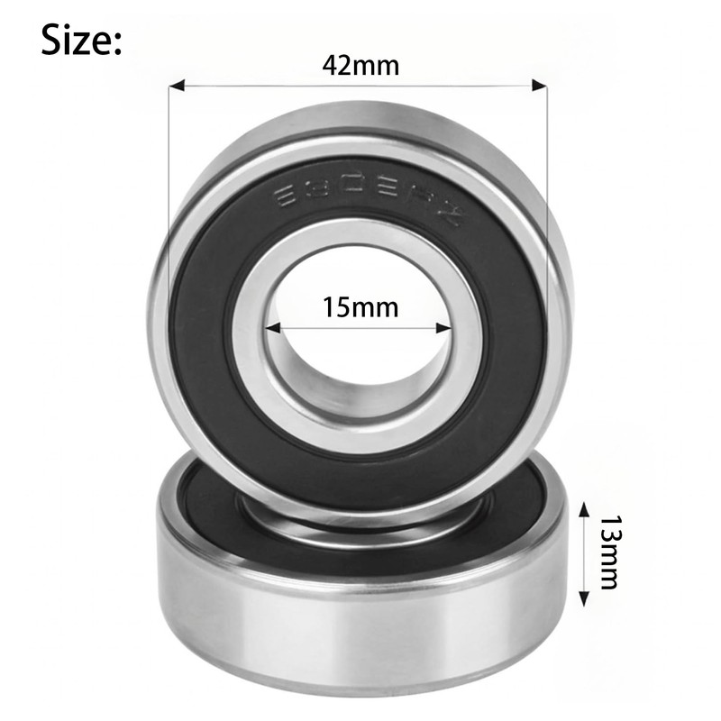 2Pcs 6302-2RS Deep Groove Bearings, Replacement N127530 Groove Ball Bearing,