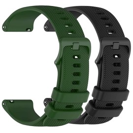NELUMBO Silicone Rubber Watch Bands, Quick Release Premium Soft Rubber Replacement Straps for Men and Women 18mm 20mm 22mm (2pcs) (22MM, Green+Black)