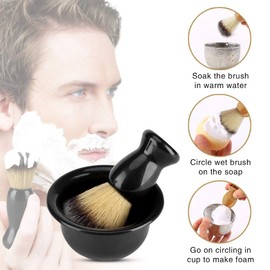 3 in 1 Professional Shaving Brush Kit Man's Shaving Set with Shaving Frame Base, Soap Bowl, Badger Hair Shaving Brush for Men Father Husband Boyfriend Gift