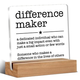 Appreciation Gifts for Leader Boss Mentor Coworker Teacher Difference Maker Gift Difference Maker Definition Clear Desk Decorative Sign Acrylic Sign With Wooden Stand for Desk Table Shelf