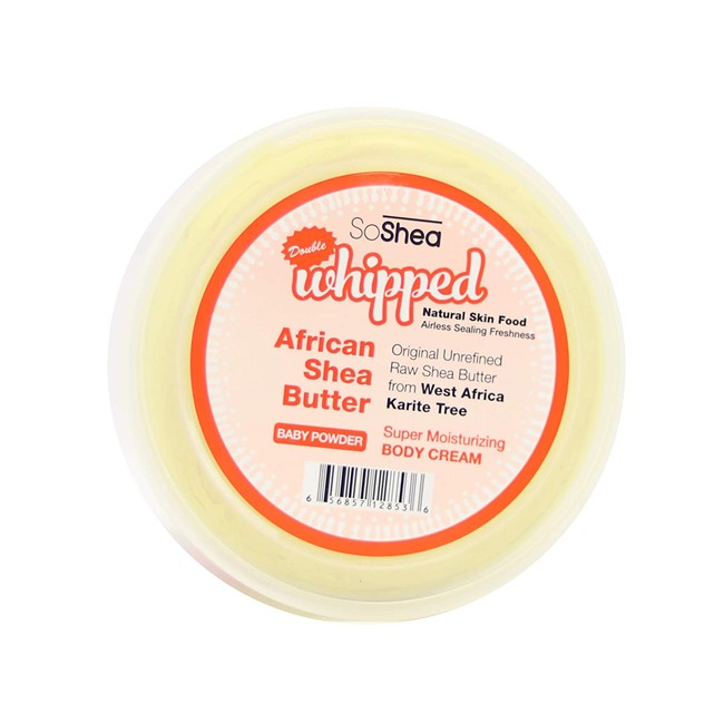 SoShea Whipped African Shea Butter|For All Hair Textures & Skin Types|Original Unrefined Raw Shea Butter |Premium Quality 13.50oz (Baby Powder)