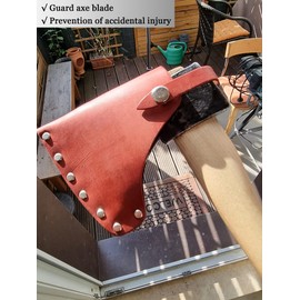 luluxing Leather Axe Head Sheath Durable Leather Axe Sheath Lumberjack Outdoors Work Essentials Axe Head Cover With Belt Loops Axe Protector, Brown