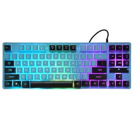 Wired Gaming Keyboard 87 Keys Ergonomic Color Backlit Design Desktop Notebook Computer AccessoriesDark Blue
