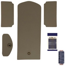 3world SW1708 Coin Case, Leather Craft Kit, Introduction to Trials, Genuine Cow Leather, Cut, Pre-Drilled, Needles, Thread Included, Soft Leather, Gray