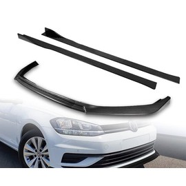 HYPERSPEED Front Bumper Spoiler Lip + Side Skirt Extension Rocker Panel Splitter Diffuser ABS Fit for 2018 2019 2020 2021 Volkswagen VW Golf MK7.5, Car Mods Accessories (Carbon Look, 86" x 4", 9PCS)