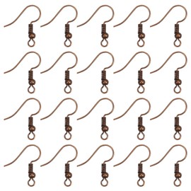 TOAOB 100pcs Earring Hooks Hypo Allergenic French Ear Wires with Ball and Coil 18mm Red Copper Fish Hook Earrings Making Supplies Jewelry Findings