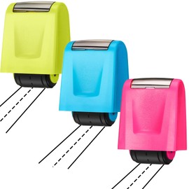 Teling 3 Pcs Dashed Handwriting Line Practice Roller Stamp Self Inking Line Rolling Stamps Teacher Stamp Sentence Strips Handwriting Practice for Kid Teacher Classroom Office (Blue, Green, Pink)