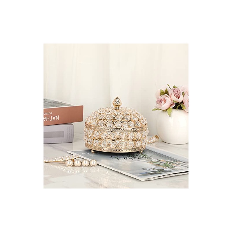 Hipiwe Cofre de joyería con tapa para aretes, anillos, joyas,