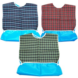 Adult Bibs, Adult The Eldly Bib Adult Washable Dining Bibs for Elderly, 3 Pack,Red,Green,Blue