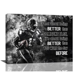 Football Wall Art, Football Life Lessons Pictures Wall Decor, Sport Quotes Canvas Prints Painting, Framed Artwork For Boys Room Bedroom Bathroom Living Room Office Dining Room 16"x12"