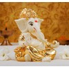 Gold Art India Poly Resin Gold Plated Gaddi Ganesh (8x7x5